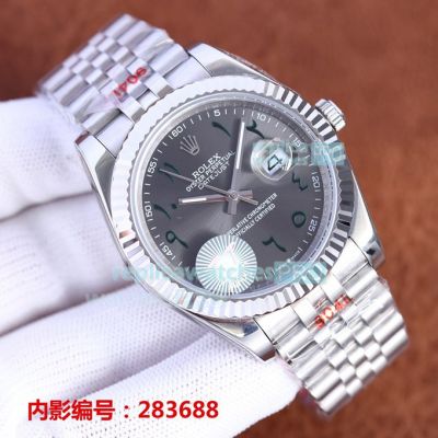 Copy Rolex Datejust II Grey Dial Green Roman Numerals Jubilee Watch 41MM